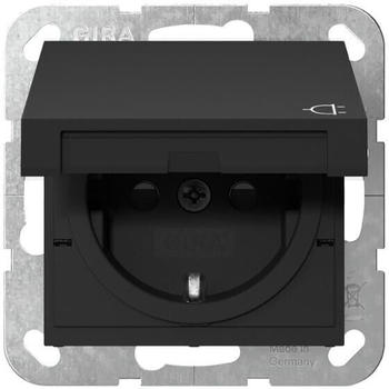 Gira 4414005 Schuko-Steckdose mit Klappdeckel und Shutter System 55 schwarz