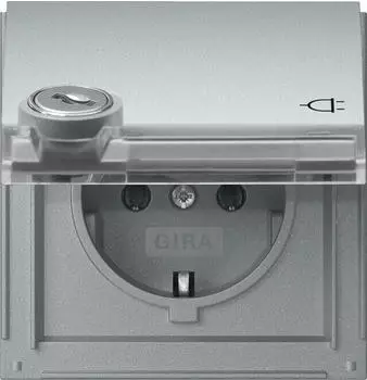 Gira 446765 Schutzkontakt-Steckdose KD Schloss sortiert + BSF TX_44 F Alu