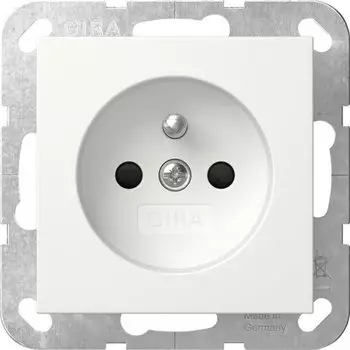 Gira 448503 Steckdose Erdstift + Shutter System 55 Reinwei&szlig;