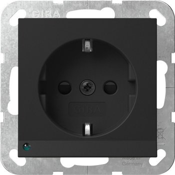 Gira 4170005 Schutzkontakt-Steckdose LED-Leuchte + Shutter System 55 Schwarz matt