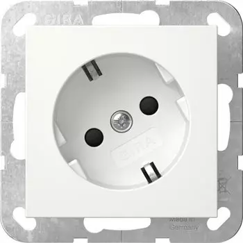 Gira 441803 Schutzkontakt-Steckdose 30&deg; + Shutter System 55 Reinwei&szlig;