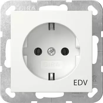 Gira 445827 Schutzkontakt-Steckdose Aufdruck EDV System 55 Reinweiß matt
