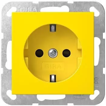 Gira 4453106 Schuko-Steckdose mit Shutter f&uuml;r Sonderstromversorgung gelb