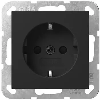 Gira 4183005 Schuko-Steckdose 16A 250 V mit Shutter Schraubklemmen System 55 schwarz matt