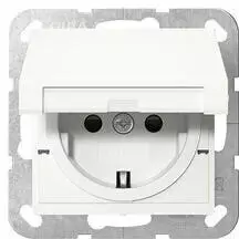 Gira 475403 Schuko-Steckdose 16 A 250 V mit Klappdeckel und Shutter Schraubklemmen Reinweiß Glänzend