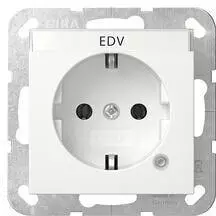 Gira 445227 Schuko-Steckdose 16 A 250 V mit Kontrolllicht und Beschriftungsfeld System 55 Reinwei&szlig; Seidenmatt