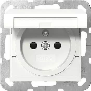 Gira 448827 Steckdose Erdstift KD + Shutter System 55 Reinwei&szlig; matt