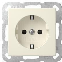 Gira 475501 Schuko-Steckdose 16 A 250 V mit Shutter ohne Befestigungskrallen System 55 Cremewei&szlig;