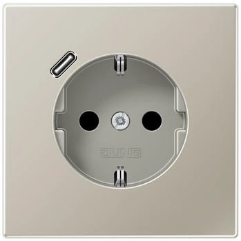 Jung ES1520-18C Schuko-Steckdose mit USB-Ladegerät Safety+ Typ C edelstahl