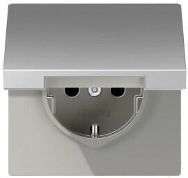 Jung AL1520NKL SCHUKO®-Steckdose 16 A 250 V ~ ohne Krallen Klappdeckel Serie LS Aluminium