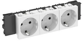 OBO Bettermann 6120382 Steckdose 0° 3-fach Schutzkontakt Connect 45 250V 10/16A Polycarbonat reinweiß RAL 9010 STD-D0C RW3
