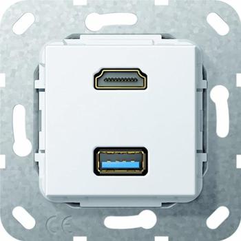 Gira 567803 HDMI USB 3.0 A Kpl. Einsatz Reinweiß