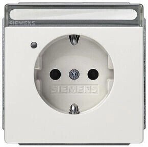 Siemens 5UB1854 DELTA style SCHUKO-Steckdose mit Schriftf. Betriebsa. und erh. Ber.schutz titanwei&szlig;
