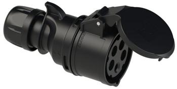 PCE 215-6x CEE-Kupplung 16A 5p 6h IP44/IP54 SHARK (schwarz) 2156x