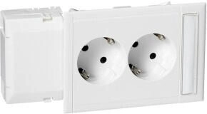 Schneider Electric 5940044 Doppelsteckdose Slave mit Schriftfeld f Kanaleinbau weiß RAL9016 Typ:CYB-PS 9016