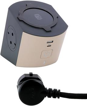 Legrand 694500 Power Workstat W-Charging USB A+C 2x Steckdose 2m Kabel Farbe: Braun-/Dunkelgrau 1