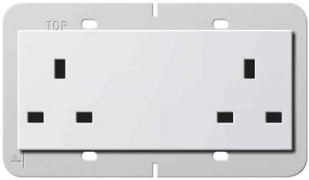 Gira 278203 internationale Doppelsteckdose System 55 | GB | reinweiß glänzend