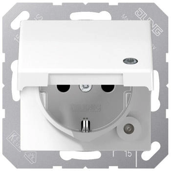 Jung SPAS1520KLKOWW SCHUKO-Steckdose Safety+ mit Klappdeckel Duroplast antimikrobiell Alpinweiß