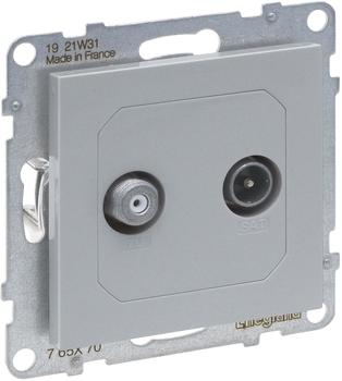 Legrand 765270 SEANO Einzeldose TV-SAT für 2 Kabel und HD-TV in der Farbe Aluminium lackiert 1