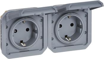 Legrand 069576L Plexo New Einsatz 2fach vorverdrahtete SSDO horizontal SL EB IP44 IK08 Grau 1