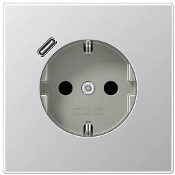 Jung AL1520-18C SCHUKO®-Steckdose 16 A 250 V ~ mit USB-Ladegerät 1 x Typ C SAFETY+ Serie LS Aluminium AL152018C