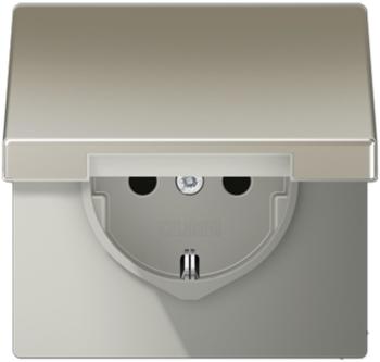 Jung ES1521KL SCHUKO&reg;-Steckdose 16 A 250 V ~ Schraubklemmen Klappdeckel Serie LS Edelstahl