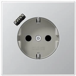 Jung AL1520-18A SCHUKO&reg;-Steckdose 16 A 250 V ~ mit USB-Ladeger&auml;t 1 x Typ A SAFETY+ Serie LS Aluminium AL152018A