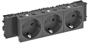 OBO Bettermann 6120390 Steckdose 0° 3-fach Schutzkontakt Connect 45 250V 10/16A Polycarbonat schwarzgrau RAL 7021 STD-D0C SWGR3