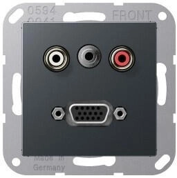 Jung MAA1072ANM Multimedia-Anschlusssystem Cinch Audio / Miniklinke 3 5 mm / VGA Serie A anthrazit matt