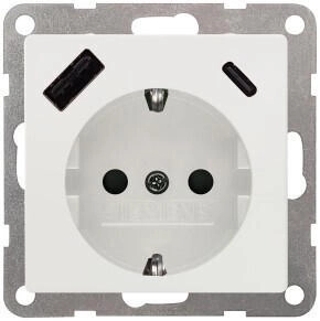 Siemens 5UB1970-1TW01 DELTA i-system USB-SCHUKO-Steckdose 2 USB A+C max. 18 W titanwei&szlig; 5UB19701TW01