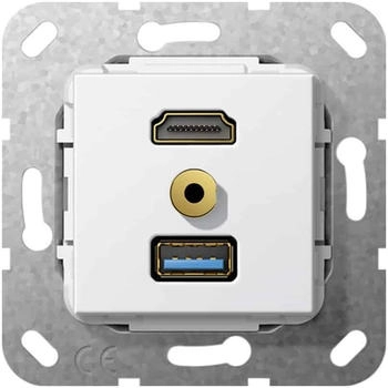 Gira 568103 DMI USB 3.0 A M-Klinke K-Peitsche Einsatz Reinweiß