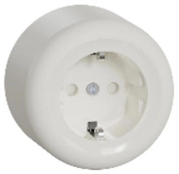 ELSO Schneider Electric WDE015876 Aufputz 1-fach Steckdose mit BRS chutzkontaksteckdose Aufputz Feuchtraum weiß rund Renova 16A - 250V AC