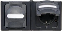 Steckdose 2f anth glz BlueElectric AP horiz Klappd IP44 Komplettgeh (131215003)
