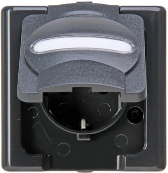 Kopp 103315007 Blue Elec. Schutzkontakt-Steckdose mit Deckel Aufputz IP44 anthrazit