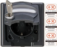 Steckdose 1f anth glz BlueElectric AP horiz Klappd IP44 Komplettgeh (103415000)