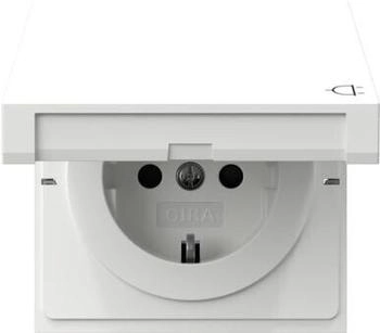 Gira 441470 SCHUKO-Steckdose System Fläche | Klappdeckel Shutter | reinweiß glänzend