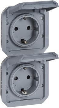 Legrand 069577L Plexo New Einsatz 2fach vorverdrahtete SSDO vertikal SL EB IP44 IK08 Grau 1