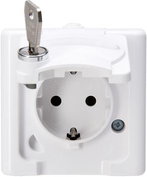 Kopp 103546005 BLUE ELECTRIC - Schutzkontakt-Steckdose mit Klappdeckel und Sicherheitsschloss (Nr. 15) Farbe: arktisweiß