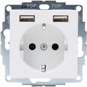 Kopp 296232004 HK07 - Unterputz-Schutzkontakt Steckdose mit 2 USB-Ladebuchsen Farbe: arktisweiß matt