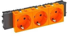 OBO Bettermann 6120384 Steckdose 0° 3-fach Schutzkontakt Connect 45 250V 10/16A Polycarbonat reinorange RAL 2004 STD-D0C ROR3