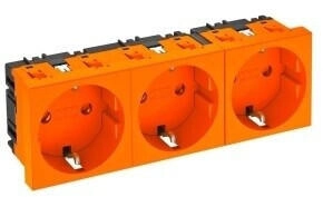 OBO Bettermann 6120044 Steckdose 0° 3-fach Schutzkontakt 250V 10/16A Polycarbonat reinorange RAL 2004 STD-D0 ROR3