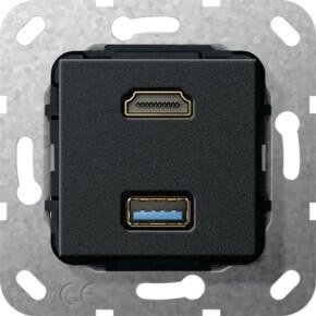 Gira 567810 HDMI USB 3.0 A Kpl. Einsatz Schwarz m
