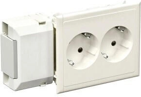 Schneider Electric 5951511 Doppelsteckdose ohne Schriftfeld fuer Kanaleinbau CYB-PS perlweiss RAL 1013
