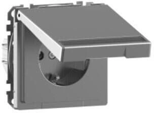 Merten MEG2312-6036 SCHUKO-Steckdose m. Klappd. u. Schriftf. BRS StK Edelstahl System Design MEG23126036
