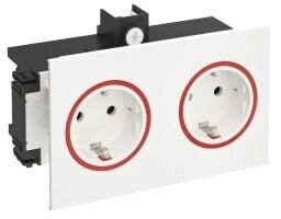OBO Bettermann 6121020 Steckdose SIGNA IN 2-fach RAL9010/rot 140x82x71 reinwei&szlig; RAL 9010 BRK 2STD rwsrt