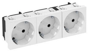 OBO Bettermann 6120123 Steckdose 33&deg; 3-fach Schutzkontakt 250V 10/16A Polycarbonat reinwei&szlig; RAL 9010 STD-D3S RW3