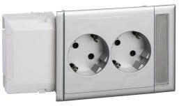 Schneider Electric 5940023 Doppelsteckdose mit Schriftfeld push in f Kanaleinbau CYB-PS Aluminiumeffekt
