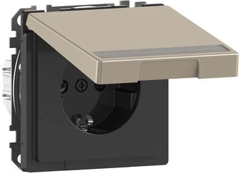 Merten MEG2312-6050 Schutzkontakt-Steckdose mit Klappd. u. Schriftf&uuml;r BRS StK Nickelmetallic System Design