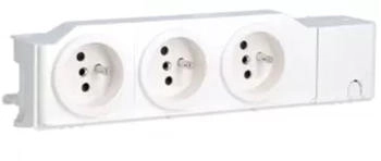 Hager HAG VZ00ASF Steckdose mit Stiftkontakt 3fach drehbar geschraubt Hutschienenmo Elektronikzubeh&ouml;r + Geh&auml;use Weiss