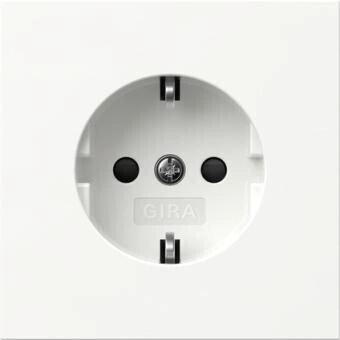 Gira 475570 SCHUKO-Steckdose System Fläche | ohne Krallen Shutter | reinweiß glänzend